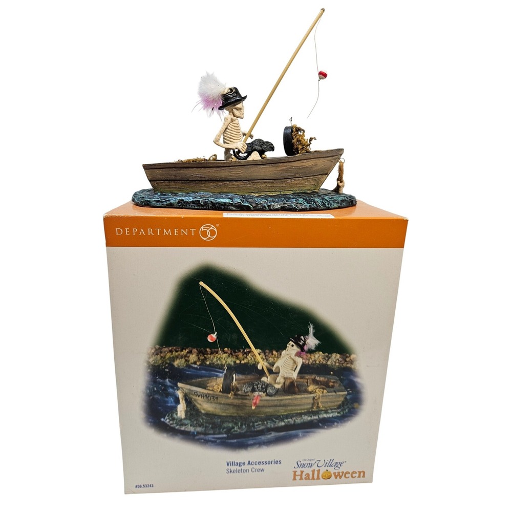 Dept 56 Skeleton Crew Village Accessory Snow Village Halloween Fishing Boat